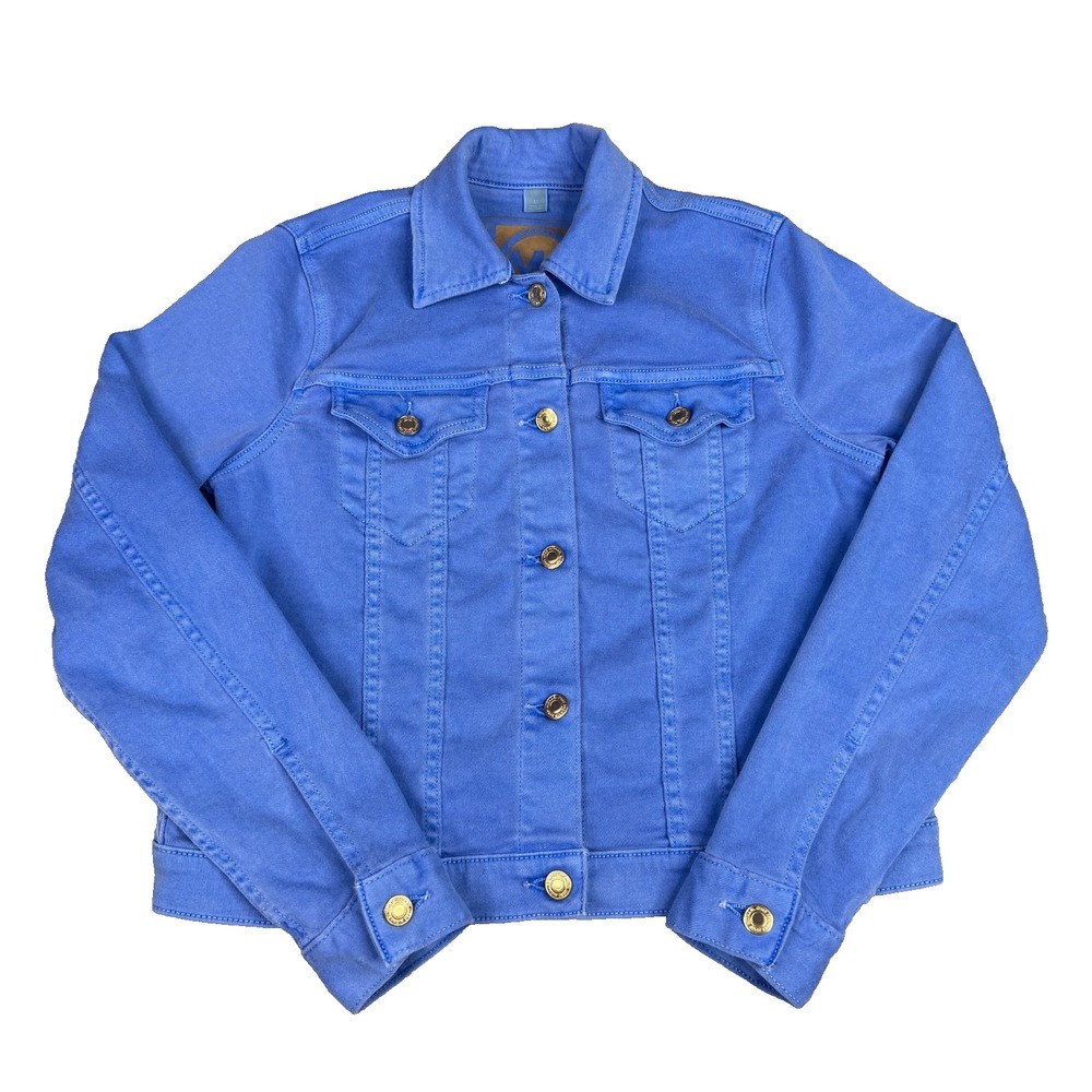 Michael Kors Jean Jacket Womens Medium Blue Stretch Denim Trucker Classic Casual